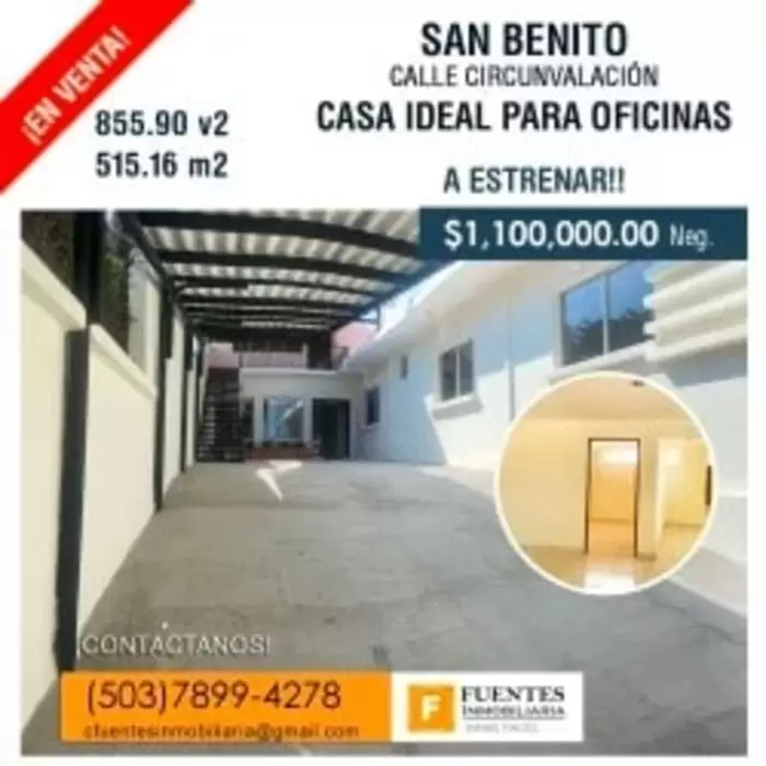 $1,100,000.00 Venta de oficinas en San Benito San Salvador