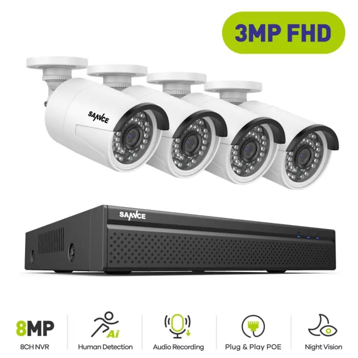 $525.00 Kit CCTV 4 cámaras IP Super HD 2K con audio