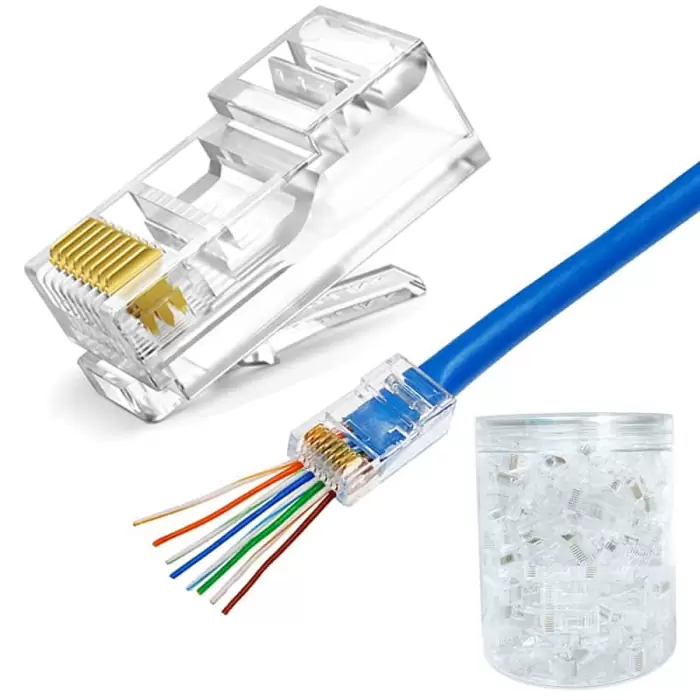 Internet y router | conector rj45 cat5 cat5e (bolsa de 100 unidades)