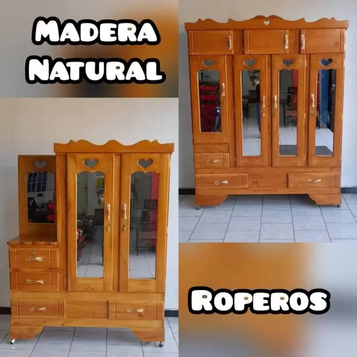 $1.00 Roperos de 5,4,3 y 2 puertas Madera Natural