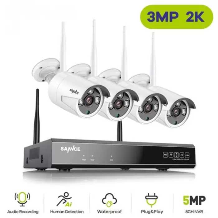 $320.00 Kit CCTV inalámbrico 4 cámaras SHD 2K